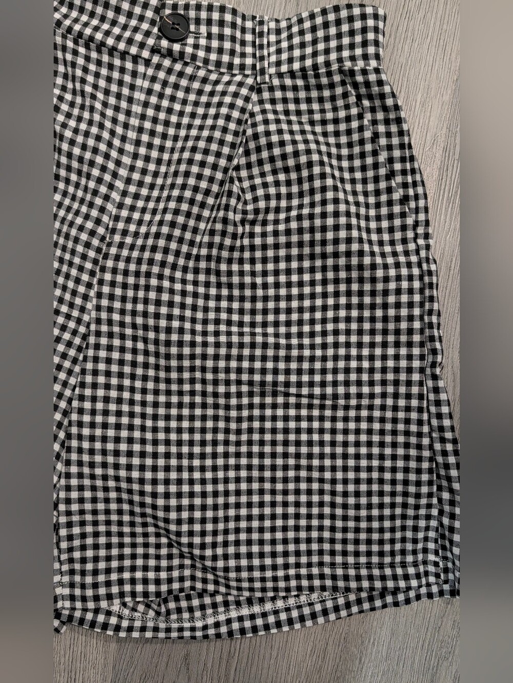 Black White Gingham Bermuda Shorts Medium Cottagecore Soft Goth Retro - Picture 3 of 12